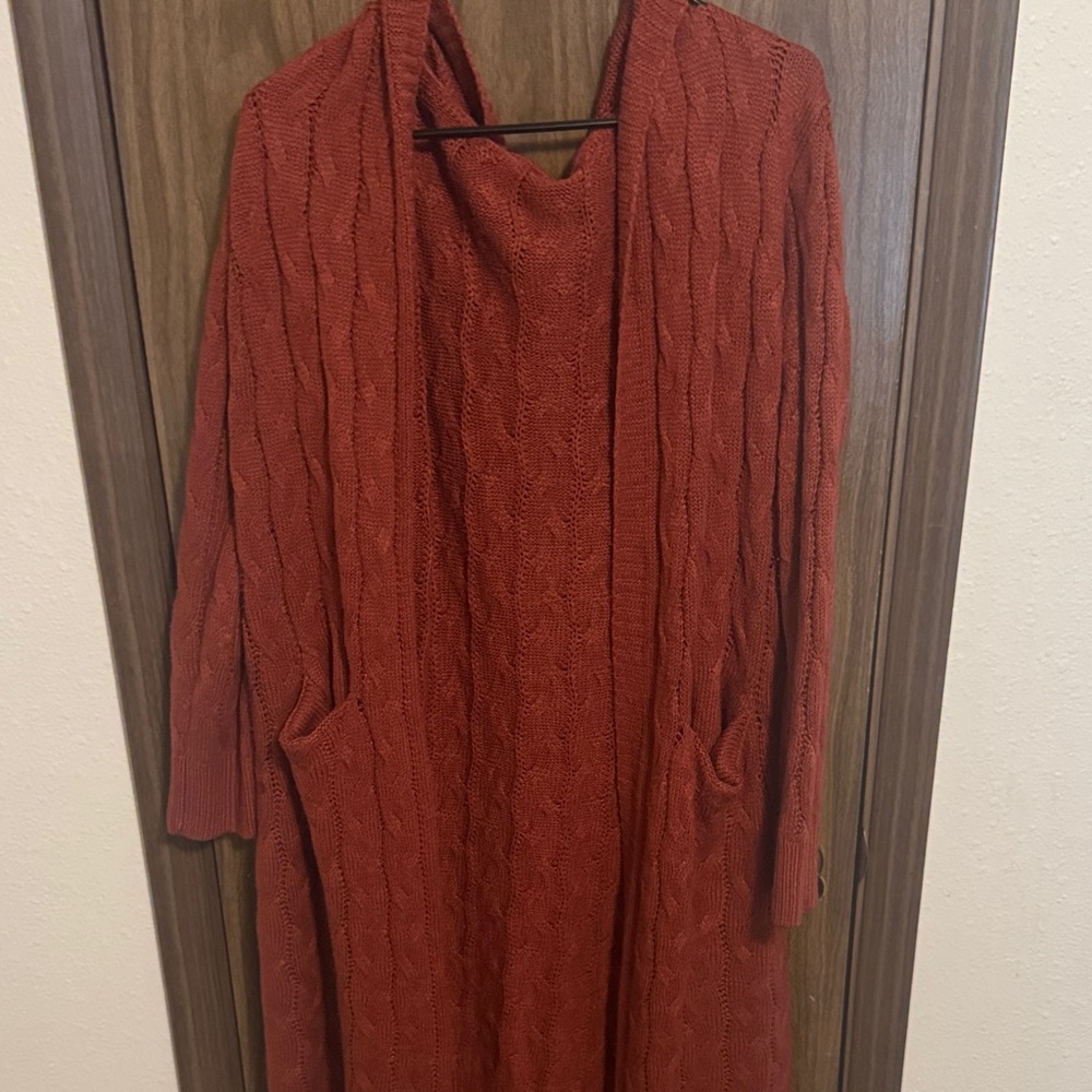 Cozy Rust Cable Knit Sweater